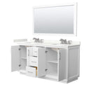 Strada 66" Free Standing Double Basin Vanity Set with Cabinet, Quartz Vanity Top, and Framed Mirror - image 2