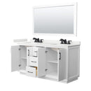 Strada 66" Free Standing Double Basin Vanity Set with Cabinet, Quartz Vanity Top, and Framed Mirror - image 10