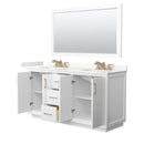 Strada 66" Free Standing Double Basin Vanity Set with Cabinet, Quartz Vanity Top, and Framed Mirror - image 11