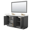 Strada 66" Free Standing Double Basin Vanity Set with Cabinet, Quartz Vanity Top, and Framed Mirror - image 14