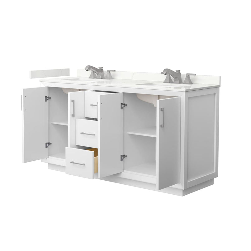 Strada 66" Free Standing Double Basin Vanity Set with Cabinet and Quartz Vanity Top - image 2