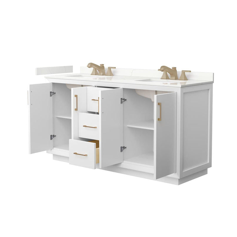 Strada 66" Free Standing Double Basin Vanity Set with Cabinet and Quartz Vanity Top - image 11