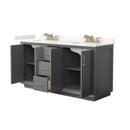 Strada 66" Free Standing Double Basin Vanity Set with Cabinet and Quartz Vanity Top - image 15
