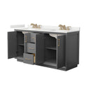 Strada 66" Free Standing Double Basin Vanity Set with Cabinet and Quartz Vanity Top - image 16