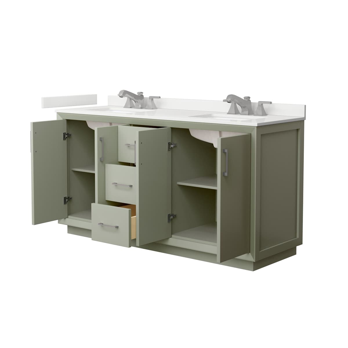 Strada 66" Free Standing Double Basin Vanity Set with Cabinet and Quartz Vanity Top - image 18