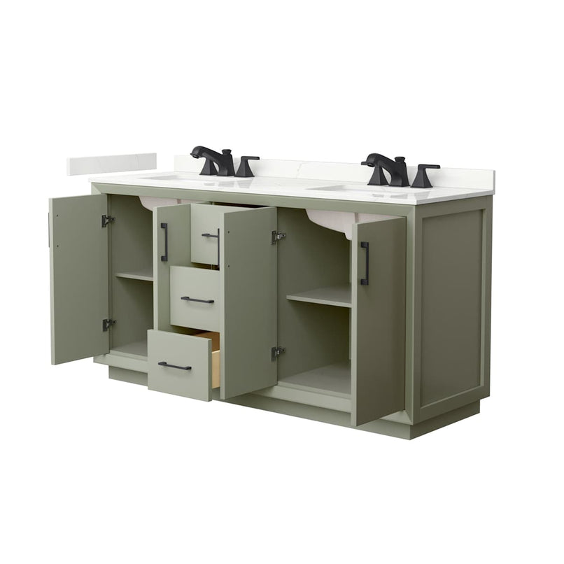 Strada 66" Free Standing Double Basin Vanity Set with Cabinet and Quartz Vanity Top - image 19
