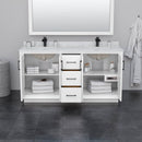 Strada 66" Free Standing Double Basin Vanity Set with Cabinet, Cultured Marble Vanity Top, and Framed Mirror - image 3