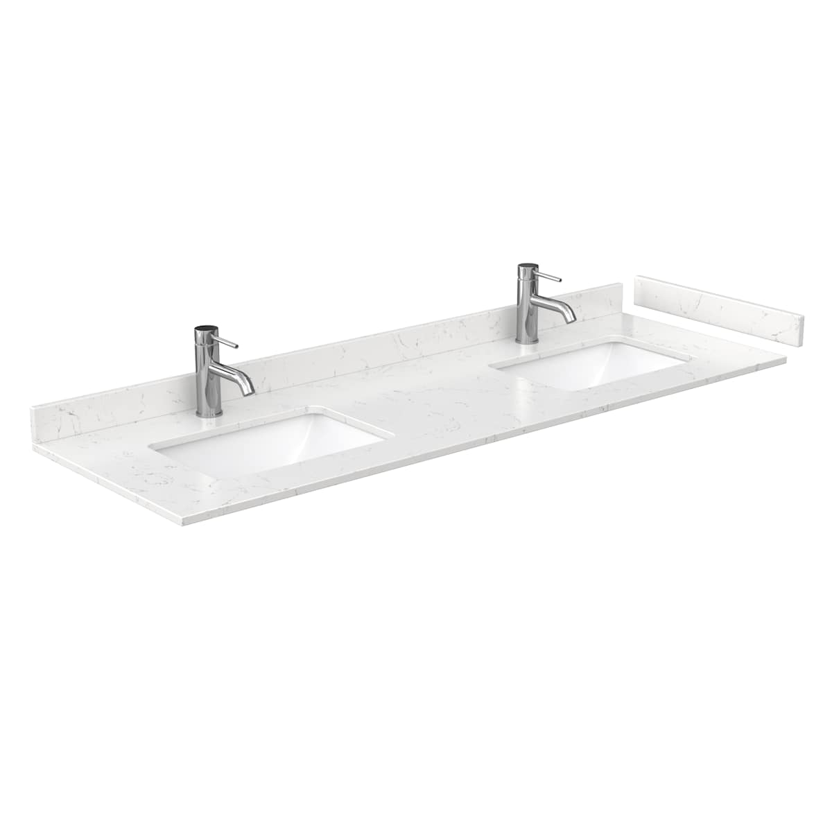 Strada 66" Free Standing Double Basin Vanity Set with Cabinet, Cultured Marble Vanity Top, and Framed Mirror