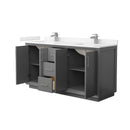Strada 66" Free Standing Double Basin Vanity Set with Cabinet and Cultured Marble Vanity Top - image 2