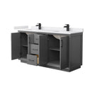 Strada 66" Free Standing Double Basin Vanity Set with Cabinet and Cultured Marble Vanity Top - image 10