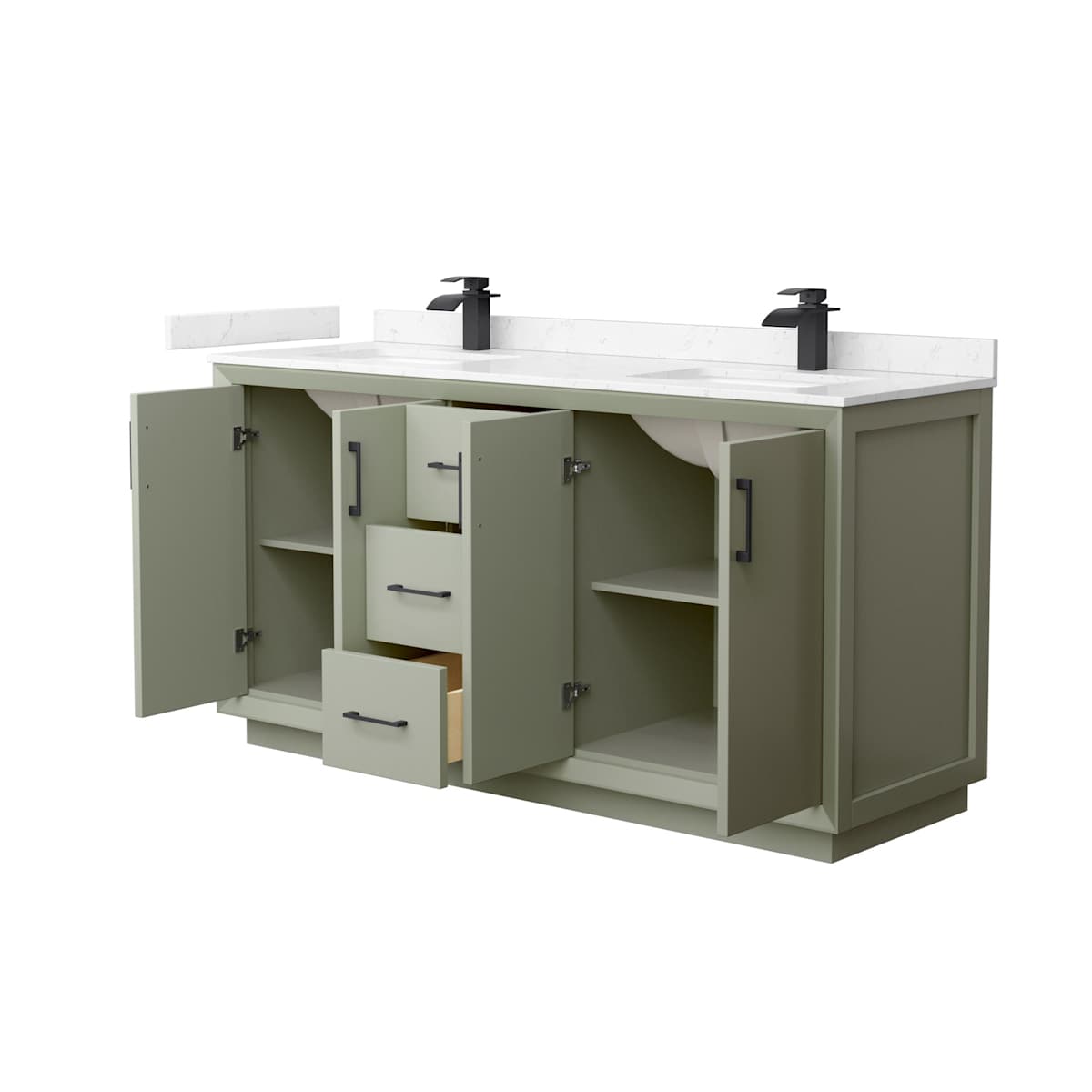 Strada 66" Free Standing Double Basin Vanity Set with Cabinet and Cultured Marble Vanity Top - image 13