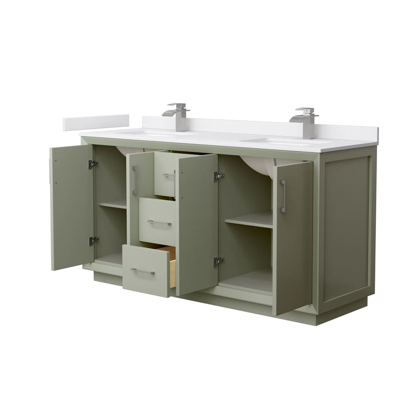Strada 66" Free Standing Double Basin Vanity Set with Cabinet and Cultured Marble Vanity Top - image 14