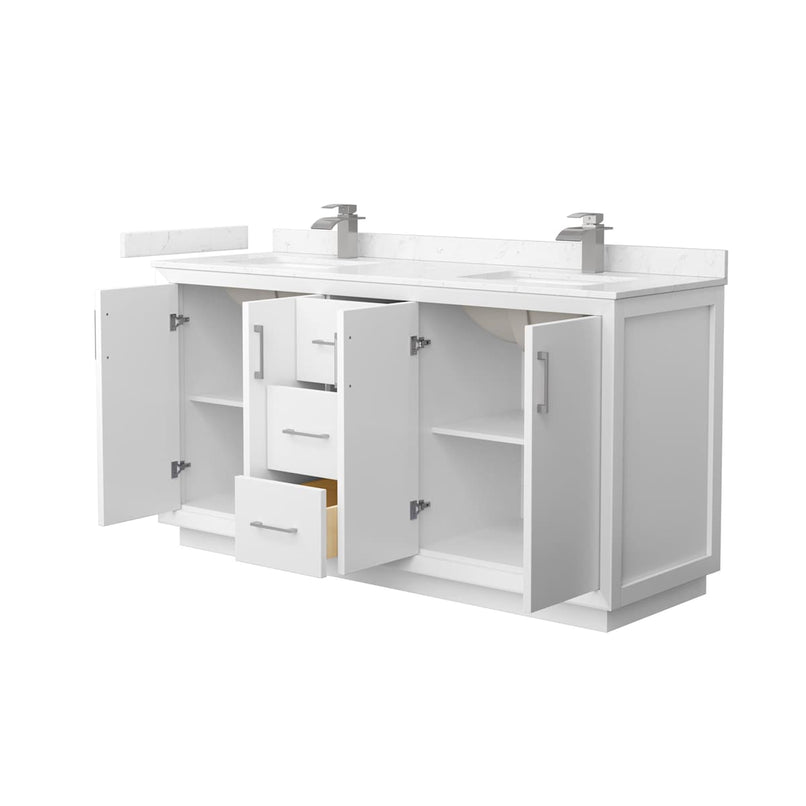 Strada 66" Free Standing Double Basin Vanity Set with Cabinet and Cultured Marble Vanity Top - image 17