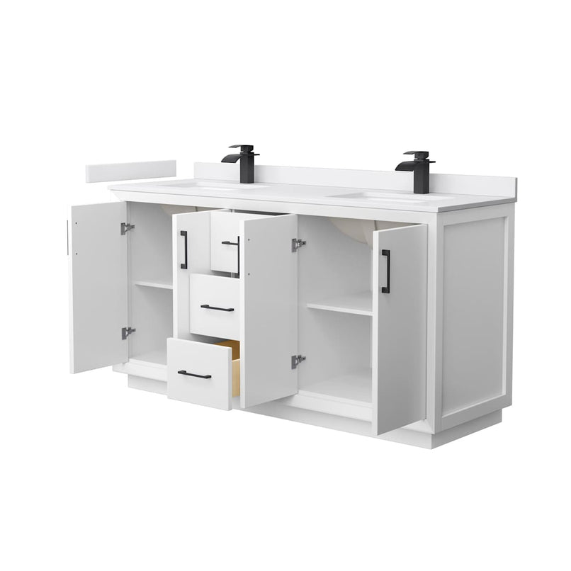 Strada 66" Free Standing Double Basin Vanity Set with Cabinet and Cultured Marble Vanity Top - image 20