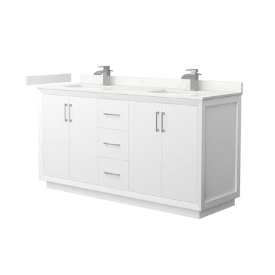 Strada 66" Free Standing Double Basin Vanity Set with Cabinet and Quartz Vanity Top - image 1