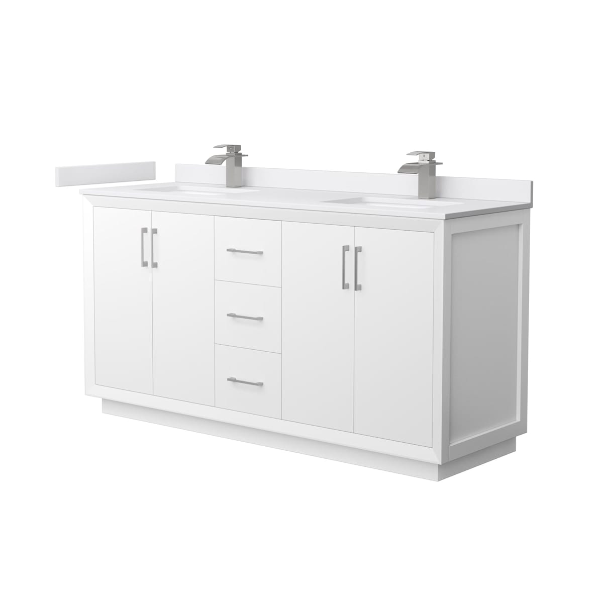 Strada 66" Free Standing Double Basin Vanity Set with Cabinet and Cultured Marble Vanity Top