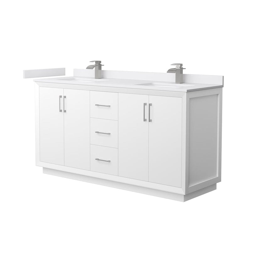 Strada 66" Free Standing Double Basin Vanity Set with Cabinet and Cultured Marble Vanity Top - image 1