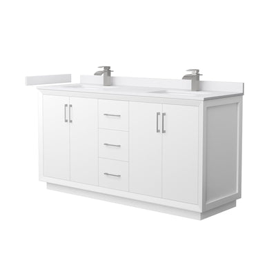 Strada 66" Free Standing Double Basin Vanity Set with Cabinet and Cultured Marble Vanity Top - image 1