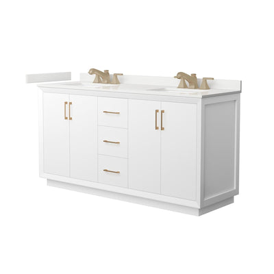 Strada 66" Free Standing Double Basin Vanity Set with Cabinet and Quartz Vanity Top - image 1