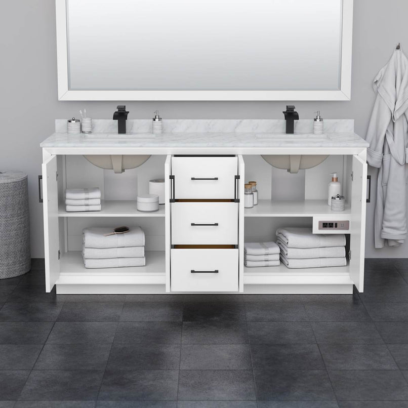 Strada 71" Double Free Standing Vanity Cabinet - Less Vanity Top - image 3