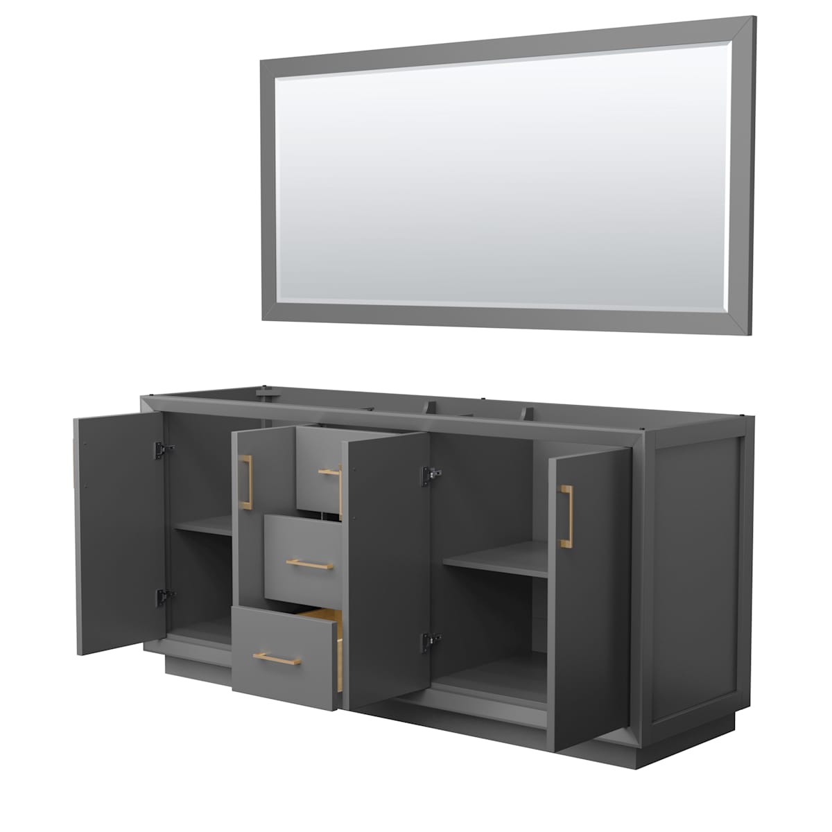 Strada 71" Double Free Standing Vanity Cabinet - Less Vanity Top