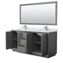 Strada 72" Free Standing Double Basin Vanity Set with Cabinet, Marble Vanity Top, and Framed Mirror - image 2