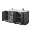 Strada 72" Free Standing Double Basin Vanity Set with Cabinet and Marble Vanity Top - image 8