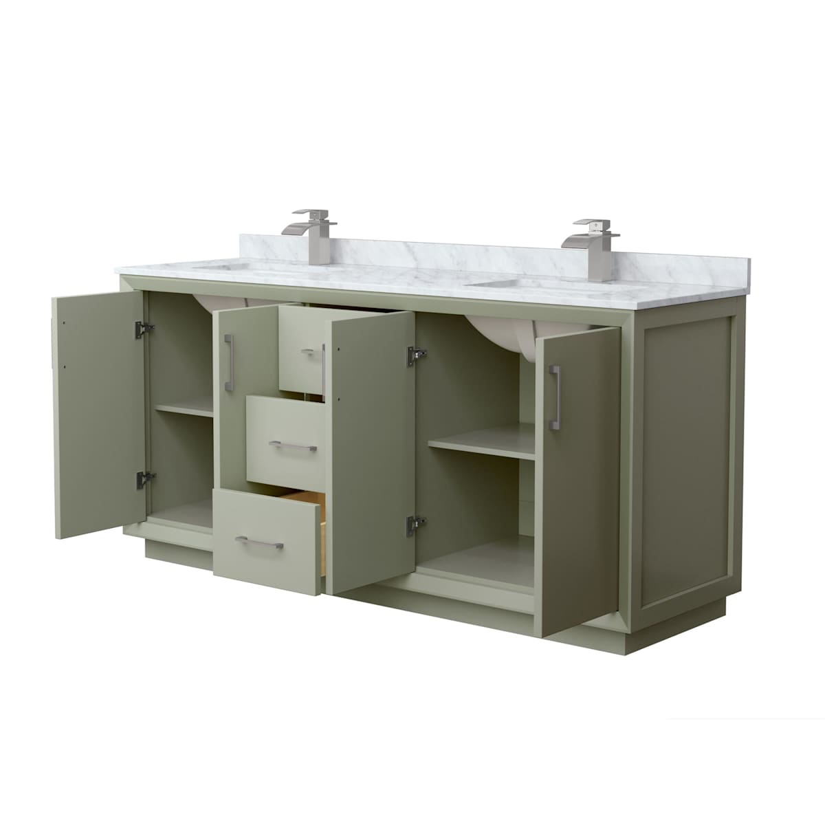 Strada 72" Free Standing Double Basin Vanity Set with Cabinet and Marble Vanity Top