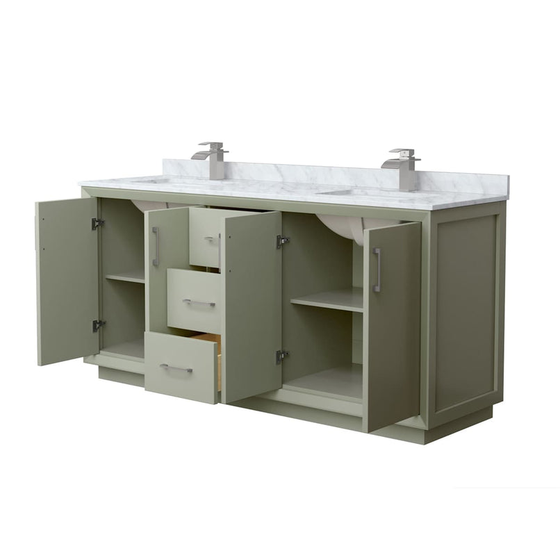 Strada 72" Free Standing Double Basin Vanity Set with Cabinet and Marble Vanity Top - image 9