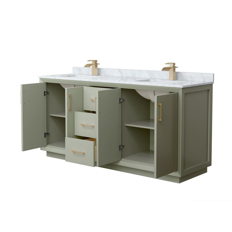 Strada 72" Free Standing Double Basin Vanity Set with Cabinet and Marble Vanity Top - image 11
