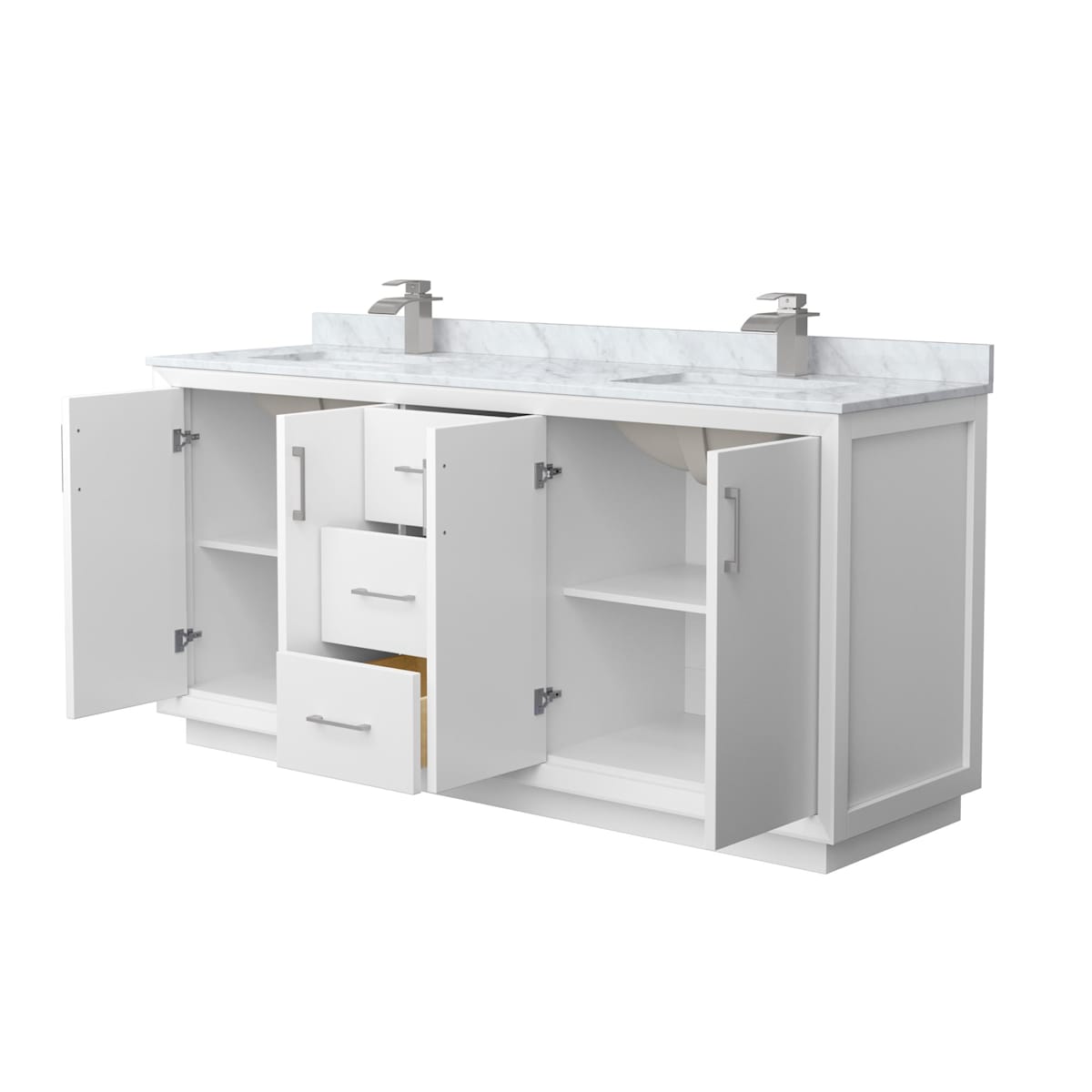 Strada 72" Free Standing Double Basin Vanity Set with Cabinet and Marble Vanity Top