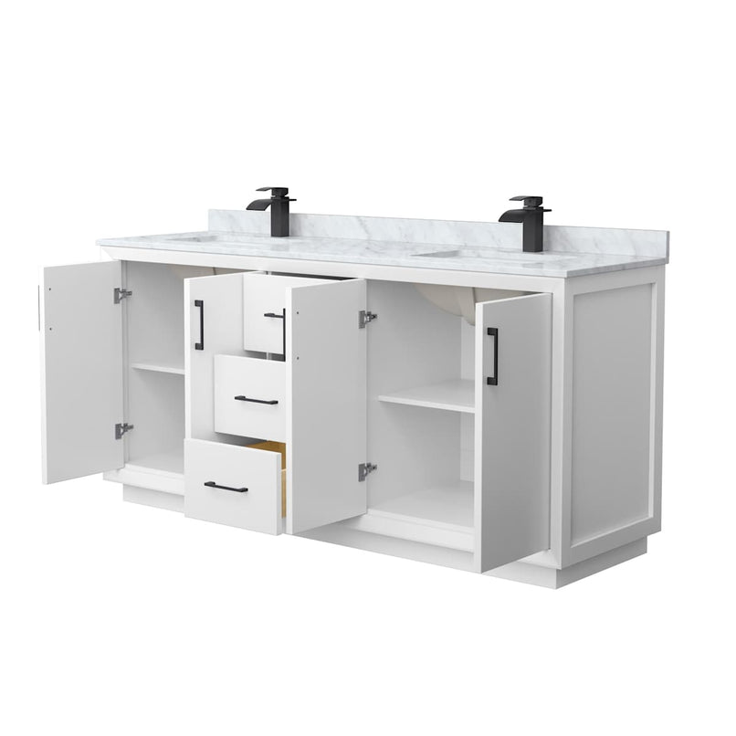 Strada 72" Free Standing Double Basin Vanity Set with Cabinet and Marble Vanity Top - image 13