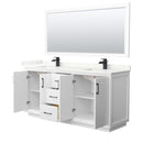 Strada 72" Free Standing Double Basin Vanity Set with Cabinet, Quartz Vanity Top, and Framed Mirror - image 10
