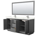 Strada 72" Free Standing Double Basin Vanity Set with Cabinet, Quartz Vanity Top, and Framed Mirror - image 12