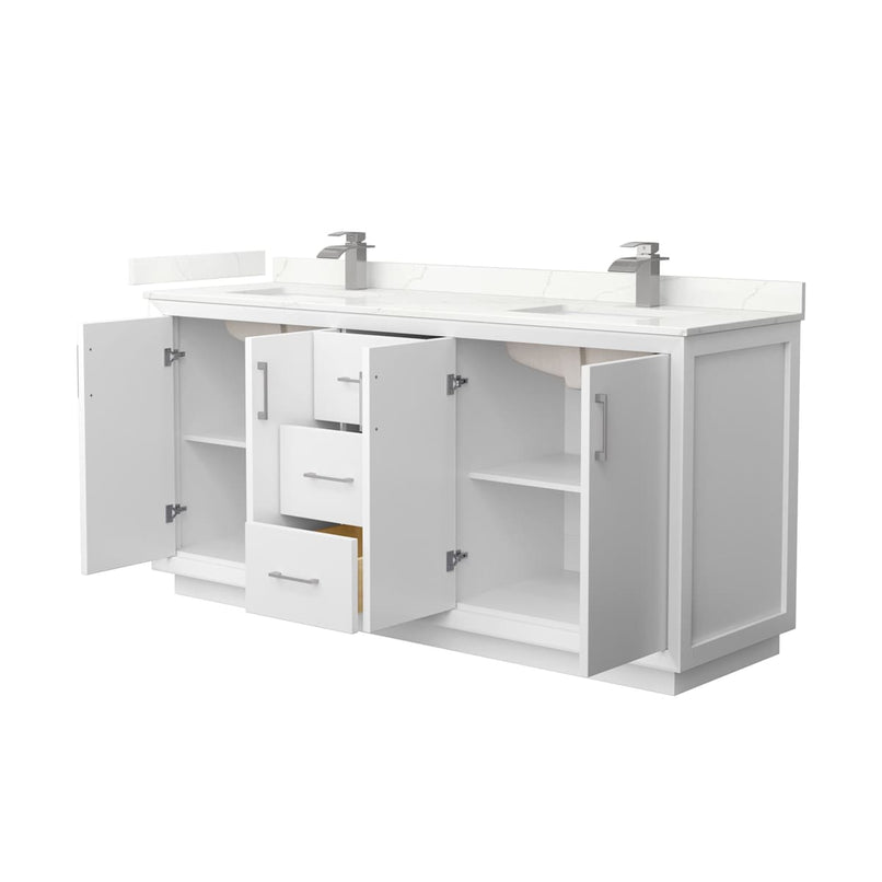 Strada 72" Free Standing Double Basin Vanity Set with Cabinet and Quartz Vanity Top - image 2