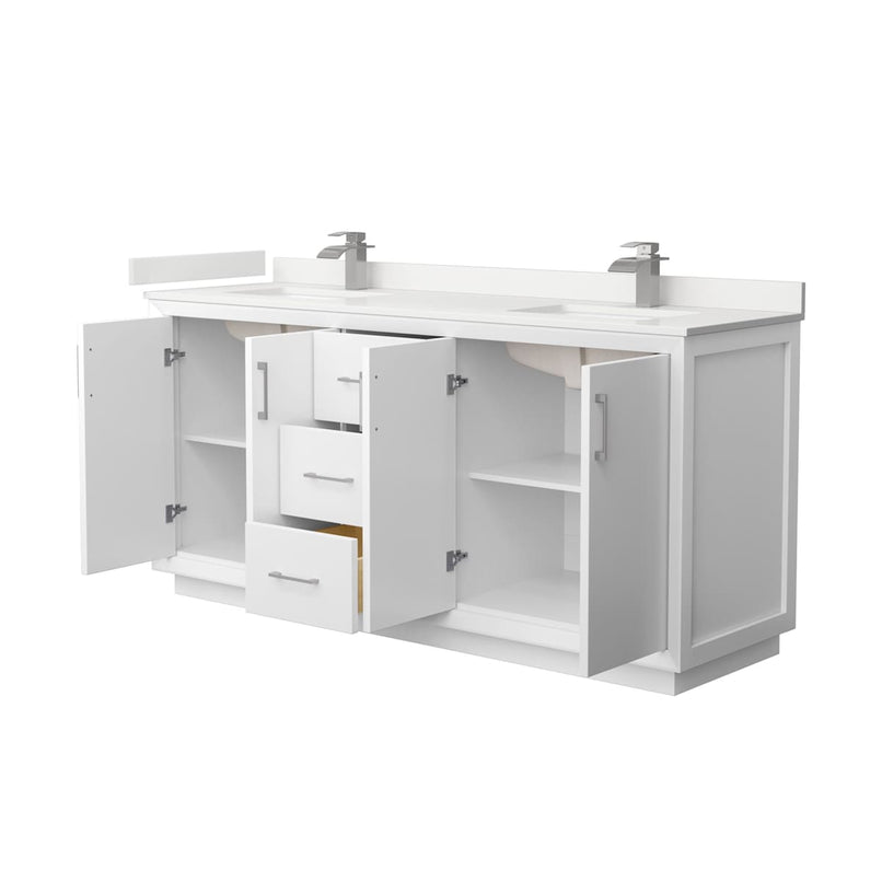Strada 72" Free Standing Double Basin Vanity Set with Cabinet and Quartz Vanity Top - image 8