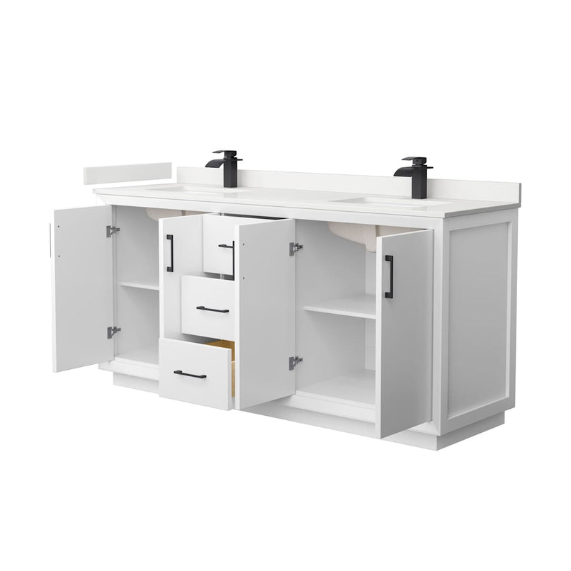 Strada 72" Free Standing Double Basin Vanity Set with Cabinet and Quartz Vanity Top - image 10