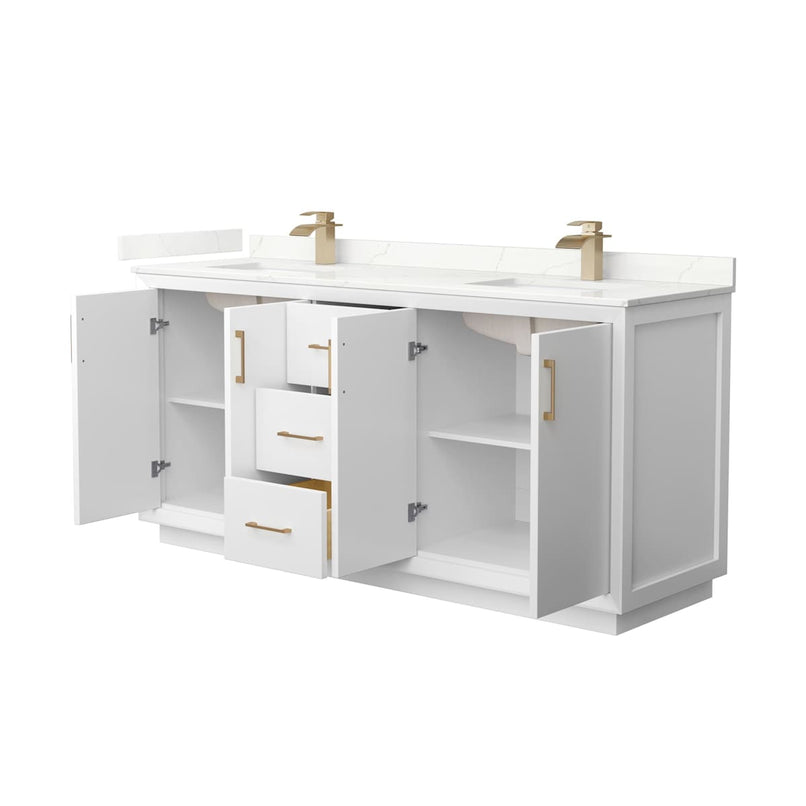 Strada 72" Free Standing Double Basin Vanity Set with Cabinet and Quartz Vanity Top - image 11