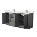 Strada 72" Free Standing Double Basin Vanity Set with Cabinet and Quartz Vanity Top - image 14