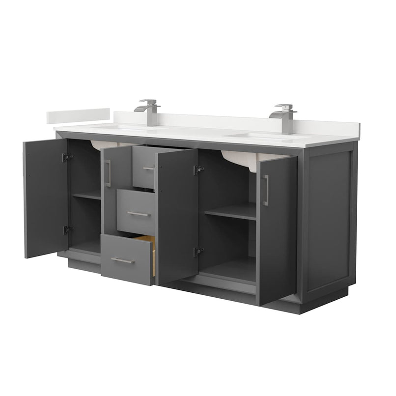 Strada 72" Free Standing Double Basin Vanity Set with Cabinet and Quartz Vanity Top - image 14