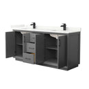 Strada 72" Free Standing Double Basin Vanity Set with Cabinet and Quartz Vanity Top - image 15