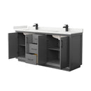 Strada 72" Free Standing Double Basin Vanity Set with Cabinet and Quartz Vanity Top - image 16