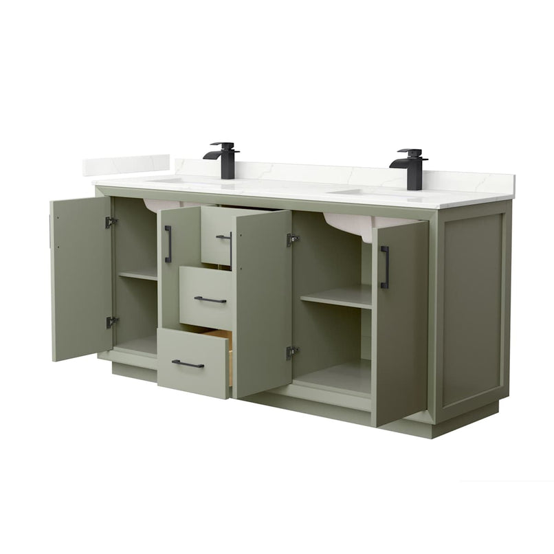 Strada 72" Free Standing Double Basin Vanity Set with Cabinet and Quartz Vanity Top - image 20