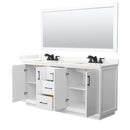Strada 72" Free Standing Double Basin Vanity Set with Cabinet, Quartz Vanity Top, and Framed Mirror - image 10