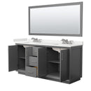 Strada 72" Free Standing Double Basin Vanity Set with Cabinet, Quartz Vanity Top, and Framed Mirror - image 14
