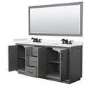 Strada 72" Free Standing Double Basin Vanity Set with Cabinet, Quartz Vanity Top, and Framed Mirror - image 15