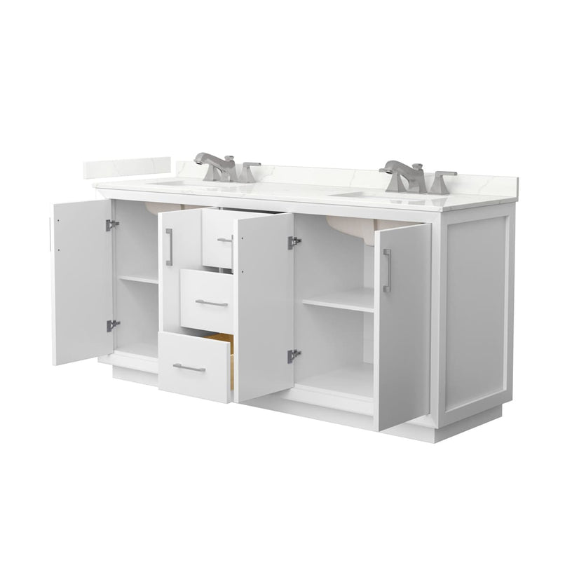 Strada 72" Free Standing Double Basin Vanity Set with Cabinet and Quartz Vanity Top - image 2