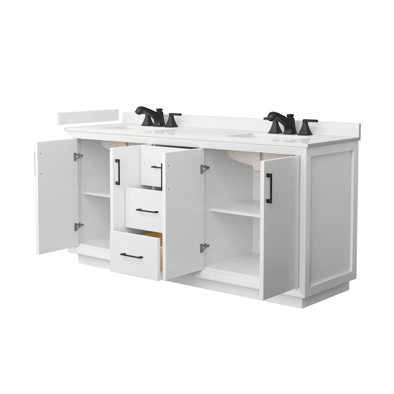 Strada 72" Free Standing Double Basin Vanity Set with Cabinet and Quartz Vanity Top - image 10