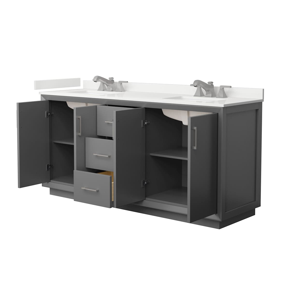 Strada 72" Free Standing Double Basin Vanity Set with Cabinet and Quartz Vanity Top - image 13