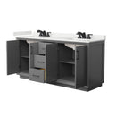 Strada 72" Free Standing Double Basin Vanity Set with Cabinet and Quartz Vanity Top - image 15